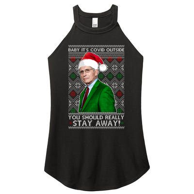 Dr Fauci Baby It's Covid Outside Ugly Christmas Sweater Women's Perfect Tri Rocker Tank