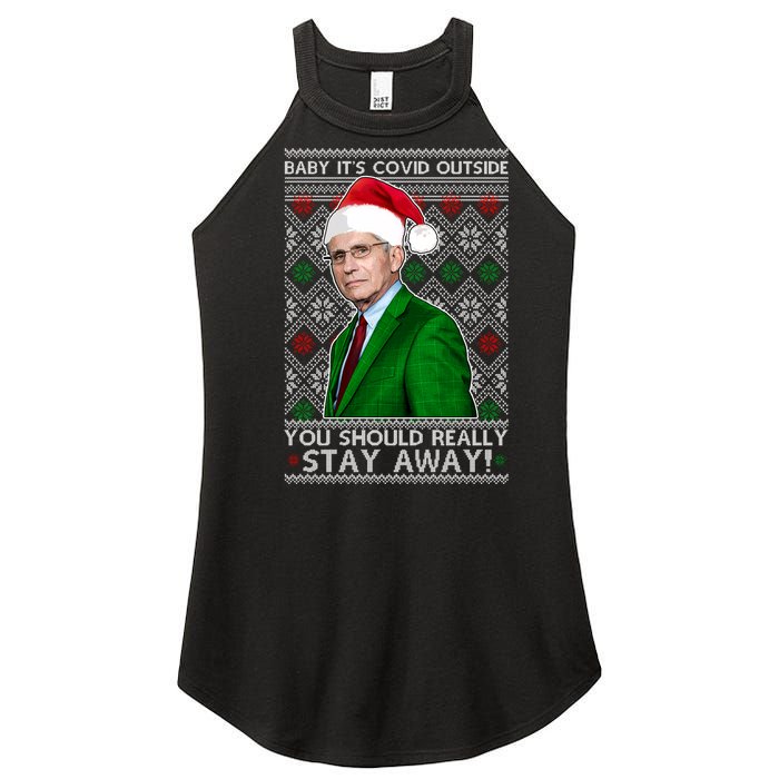 Dr Fauci Baby It's Covid Outside Ugly Christmas Sweater Women's Perfect Tri Rocker Tank