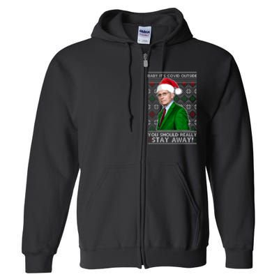 Dr Fauci Baby It's Covid Outside Ugly Christmas Sweater Full Zip Hoodie