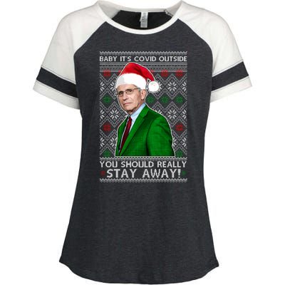 Dr Fauci Baby It's Covid Outside Ugly Christmas Sweater Enza Ladies Jersey Colorblock Tee