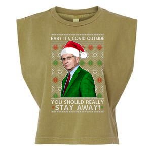 Dr Fauci Baby It's Covid Outside Ugly Christmas Sweater Garment-Dyed Women's Muscle Tee