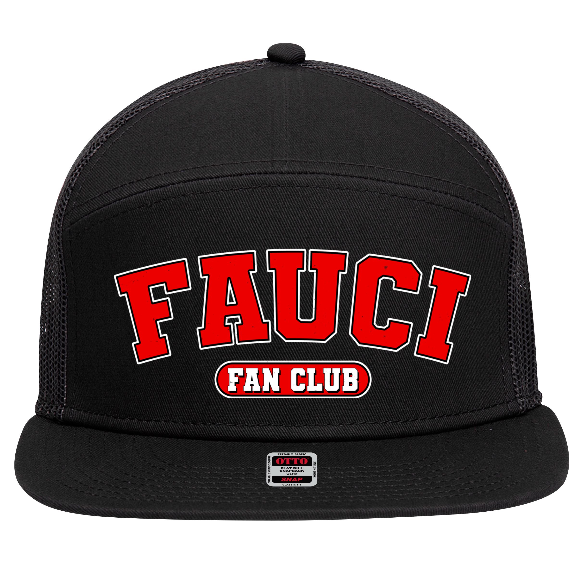Dr Fauci Fan Club Logo 7 Panel Mesh Trucker Snapback Hat