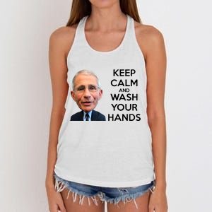 Dr Fauci Keep Calm And Wash Your Hands Women's Knotted Racerback Tank