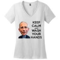 Dr Fauci Keep Calm And Wash Your Hands Women's V-Neck T-Shirt