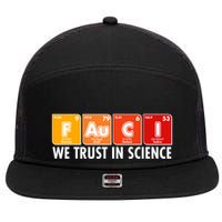 Dr Fauci We Trust In Science Periodical Table Elements 7 Panel Mesh Trucker Snapback Hat