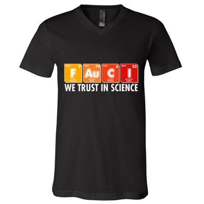 Dr Fauci We Trust In Science Periodical Table Elements V-Neck T-Shirt