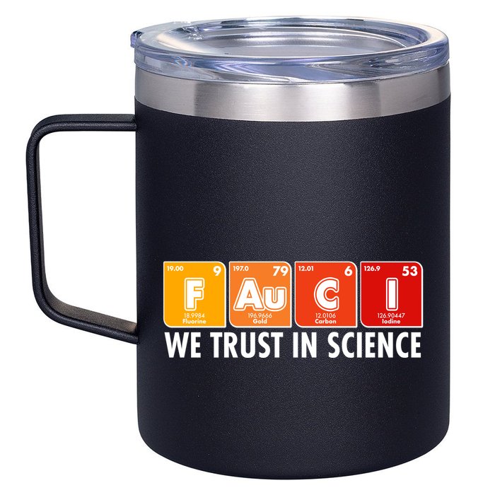 Dr Fauci We Trust In Science Periodical Table Elements 12oz Stainless Steel Coffee Mug