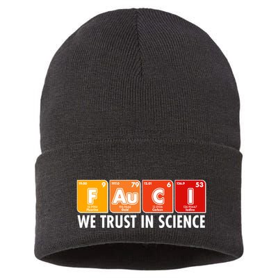 Dr Fauci We Trust In Science Periodical Table Elements Sustainable Knit Beanie