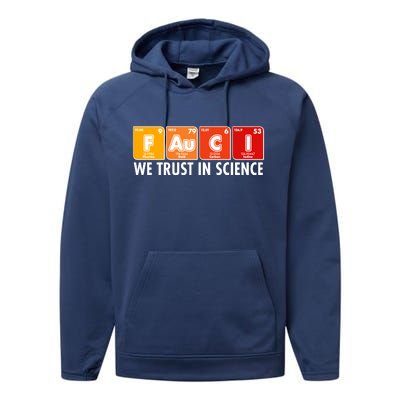 Dr Fauci We Trust In Science Periodical Table Elements Performance Fleece Hoodie