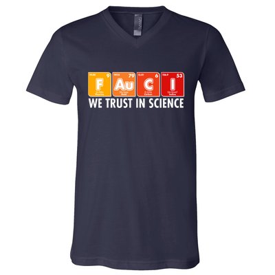 Dr Fauci We Trust In Science Periodical Table Elements V-Neck T-Shirt