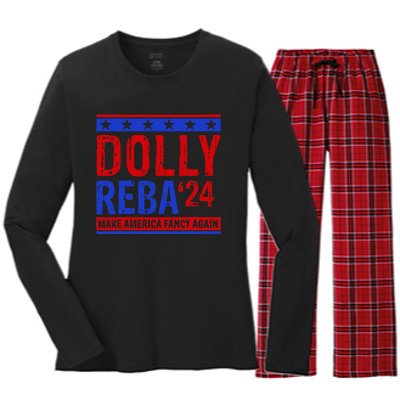 D.O.L.L.Y R.E.B.A 24 Make America Fancy Again Women's Long Sleeve Flannel Pajama Set 