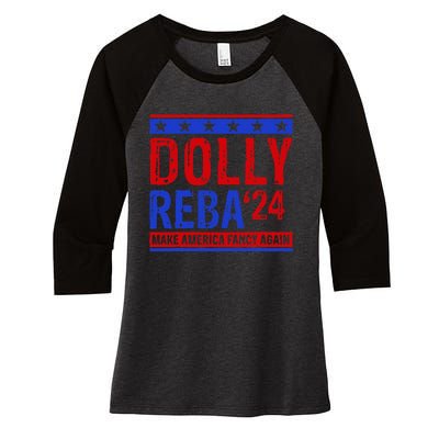 D.O.L.L.Y R.E.B.A 24 Make America Fancy Again Women's Tri-Blend 3/4-Sleeve Raglan Shirt