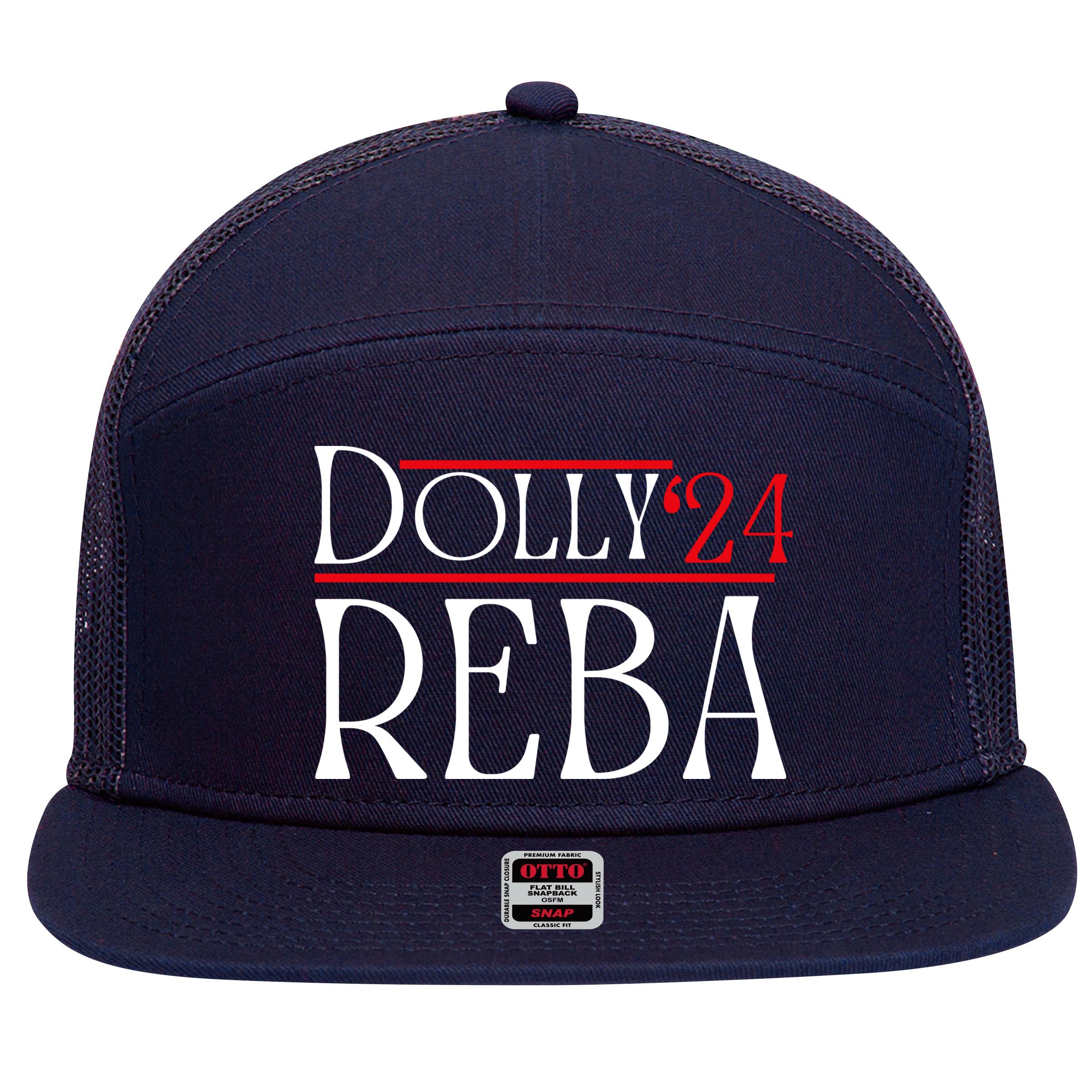 Dolly Reba 2024 Funny Political 7 Panel Mesh Trucker Snapback Hat