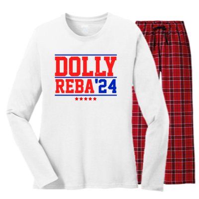 Dolly Reba 2024 Funny Political Women's Long Sleeve Flannel Pajama Set 