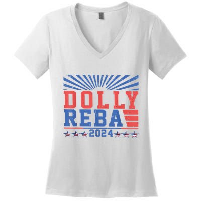 Dolly Reba 24 America Fancy Again 24 Women's V-Neck T-Shirt