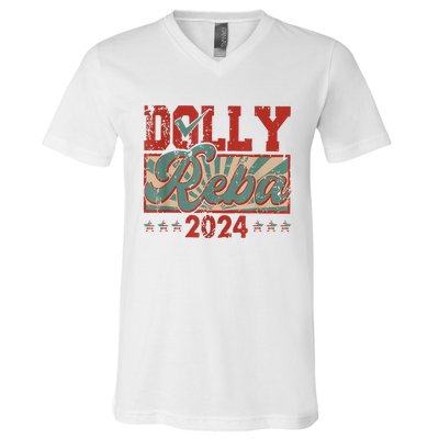 Dolly Reba 24 Retro Vintage Make America Fancy Again 24 V-Neck T-Shirt