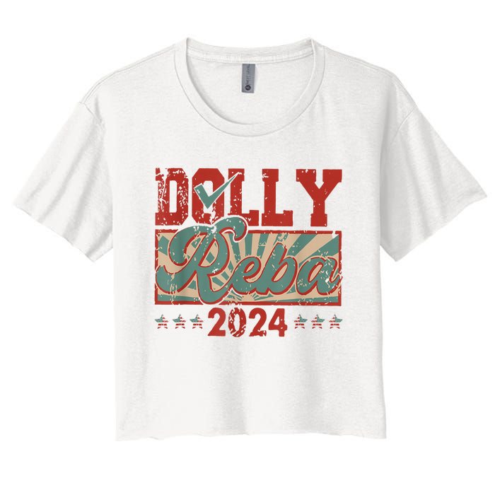 Dolly Reba 24 Retro Vintage Make America Fancy Again 24 Women's Crop Top Tee