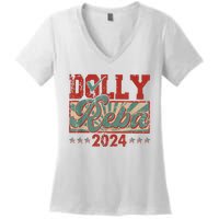 Dolly Reba 24 Retro Vintage Make America Fancy Again 24 Women's V-Neck T-Shirt