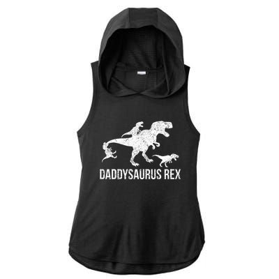 Daddysaurus Rex 3 Daddy Dinosaur Ladies PosiCharge Tri-Blend Wicking Draft Hoodie Tank