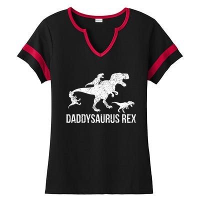 Daddysaurus Rex 3 Daddy Dinosaur Ladies Halftime Notch Neck Tee