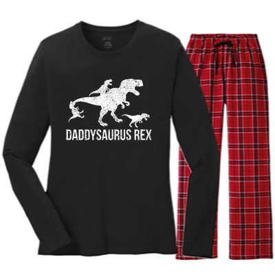 Daddysaurus Rex 3 Daddy Dinosaur Women's Long Sleeve Flannel Pajama Set 