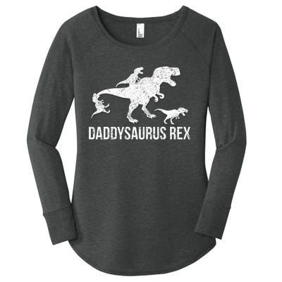 Daddysaurus Rex 3 Daddy Dinosaur Women's Perfect Tri Tunic Long Sleeve Shirt