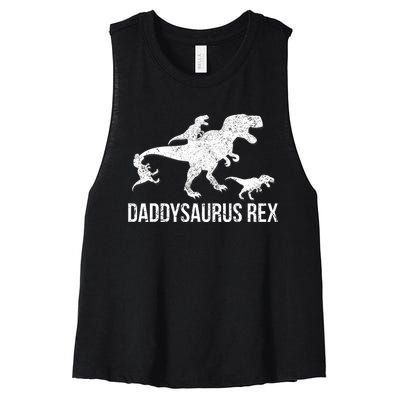 Daddysaurus Rex 3 Daddy Dinosaur Women's Racerback Cropped Tank