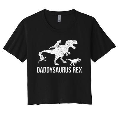 Daddysaurus Rex 3 Daddy Dinosaur Women's Crop Top Tee