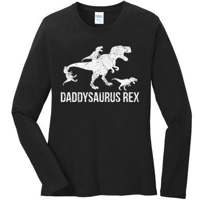 Daddysaurus Rex 3 Daddy Dinosaur Ladies Long Sleeve Shirt