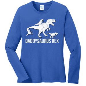 Daddysaurus Rex 3 Daddy Dinosaur Gift Ladies Long Sleeve Shirt