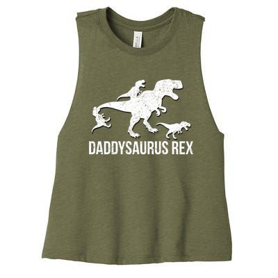 Daddysaurus Rex 3 Daddy Dinosaur Gift Women's Racerback Cropped Tank