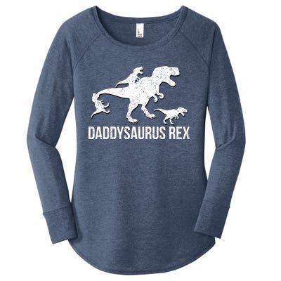 Daddysaurus Rex 3 Daddy Dinosaur Gift Women's Perfect Tri Tunic Long Sleeve Shirt