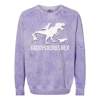 Daddysaurus Rex 3 Daddy Dinosaur Vneck Colorblast Crewneck Sweatshirt