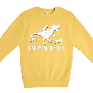 Daddysaurus Rex 3 Daddy Dinosaur Vneck Premium Crewneck Sweatshirt