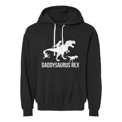 Daddysaurus Rex 3 Daddy Dinosaur Vneck Garment-Dyed Fleece Hoodie