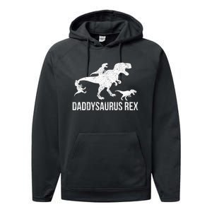 Daddysaurus Rex 3 Daddy Dinosaur Vneck Performance Fleece Hoodie