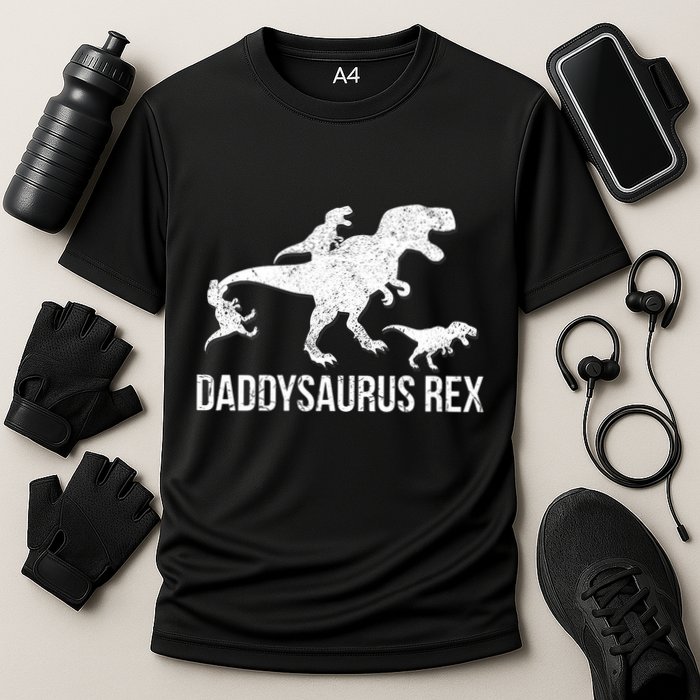 Daddysaurus Rex 3 Daddy Dinosaur Vneck Cooling Performance Crew T-Shirt