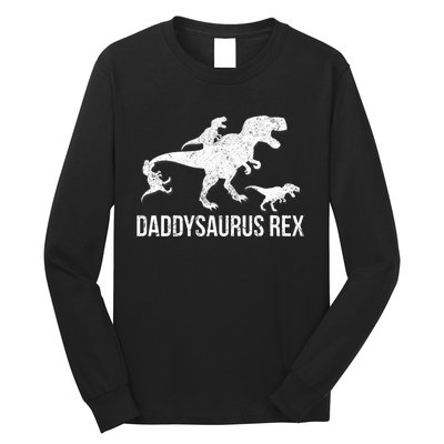 Daddysaurus Rex 3 Daddy Dinosaur Vneck Long Sleeve Shirt