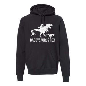 Daddysaurus Rex 3 Daddy Dinosaur Vneck Premium Hoodie