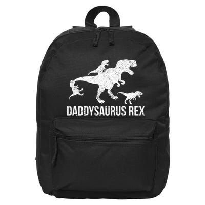 Daddysaurus Rex 3 Daddy Dinosaur Vneck 16 in Basic Backpack
