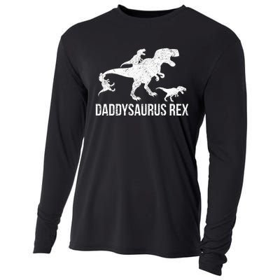 Daddysaurus Rex 3 Daddy Dinosaur Vneck Cooling Performance Long Sleeve Crew