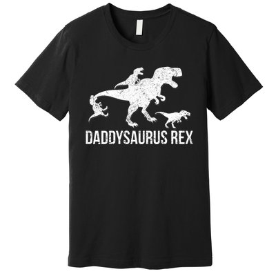 Daddysaurus Rex 3 Daddy Dinosaur Vneck Premium T-Shirt