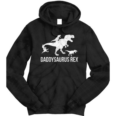 Daddysaurus Rex 3 Daddy Dinosaur Vneck Tie Dye Hoodie