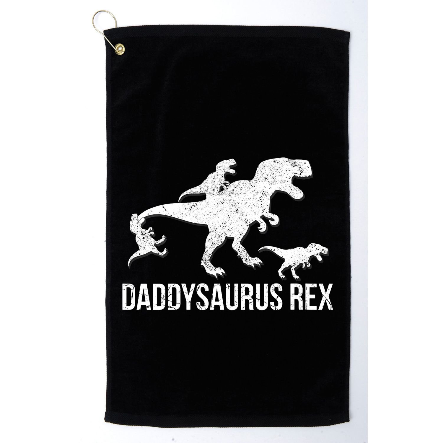 Daddysaurus Rex 3 Daddy Dinosaur Vneck Golf Towel