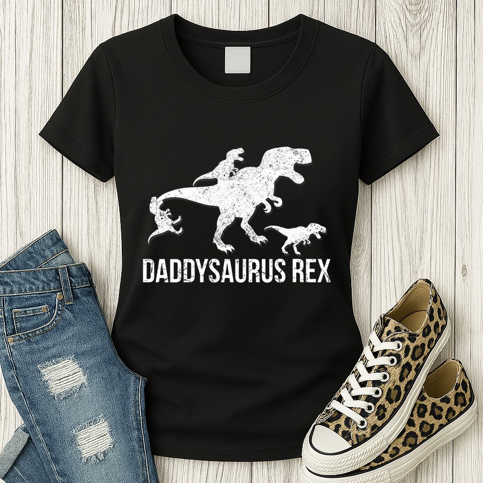 Daddysaurus Rex 3 Daddy Dinosaur Vneck Womens T-Shirt