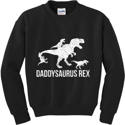 Daddysaurus Rex 3 Daddy Dinosaur Vneck Kids Sweatshirt