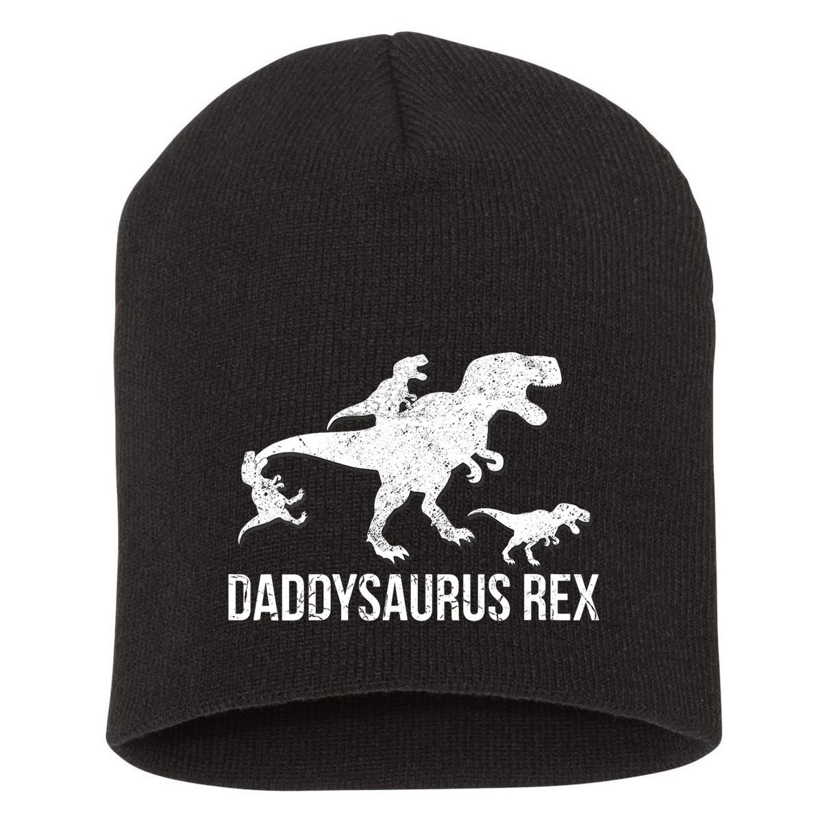 Daddysaurus Rex 3 Daddy Dinosaur Vneck Short Acrylic Beanie