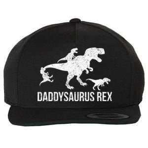 Daddysaurus Rex 3 Daddy Dinosaur Vneck Wool Snapback Cap