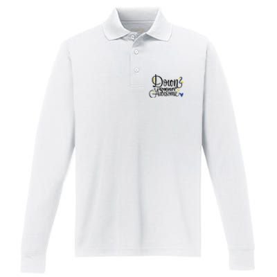 Down Right Awesome For Down Syndrome Awareness Gift Performance Long Sleeve Polo