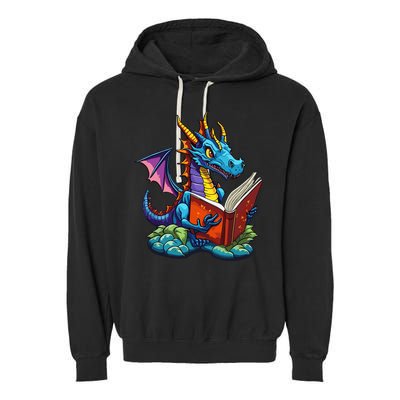 Dragon Reading A Book Garment-Dyed Fleece Hoodie